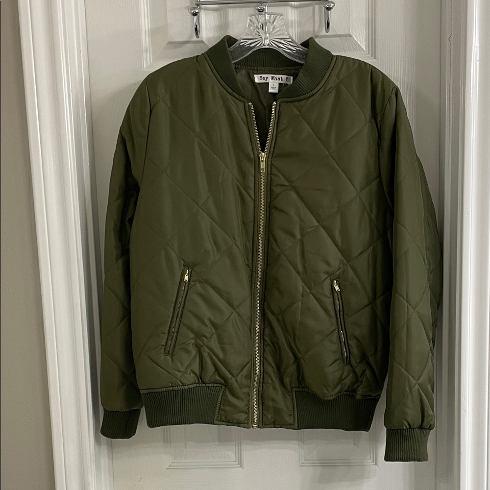 Say What? Olive Green Quilted Jacket